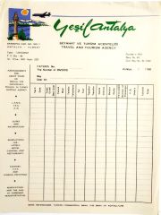 Yeşil Antalya Seyahat ve Turizm Acenteliği / 1960'lı yıllar antetli kağıt - Efemera