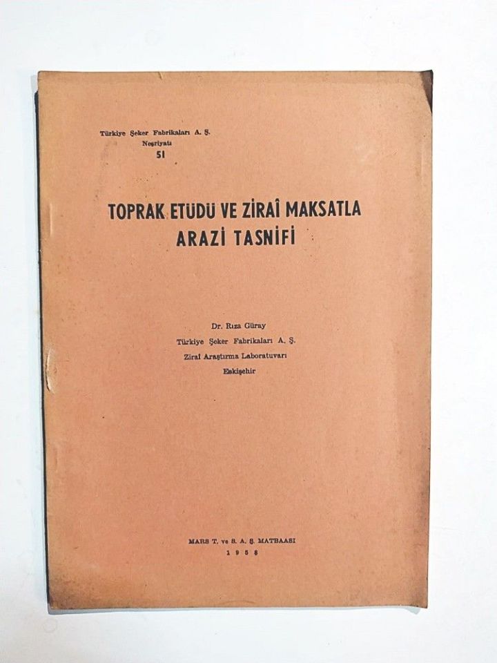 Toprak etüdü ve zirai maksatla arazi tasnifi - Türkiye Şeker Fabrikaları