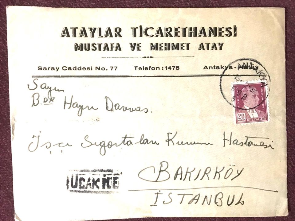 Ataylar Ticarethanesi - Antakya Hatay / Antetli zarf