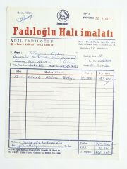 Fadıloğlu Halı İmalatı - Fatura