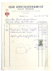 Işık Mücellithanesi / Amerikan Bord heyetine kesilmiş fatura - Efemera