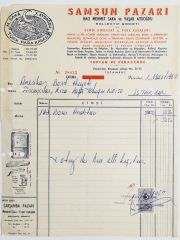 Samsun Pazarı - Türk Para Kasaları / Amerikan Bord Heyeti'ne kesilmiş fatura - Efemera
