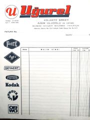 Uğurel Kollektif Şirketi Fotoğraf malzemesi ithalatçısı / Fatura - Efemera