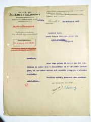 Societe Acieries de Longwy antetli. 1927 tarihli Parma Constantinople / Yazışma
