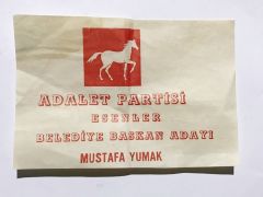 Adalet Partisi Esenler Belediye Başkan Adayı Mustafa YUMAK - Seçim kağıdı- Efemera