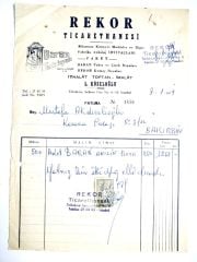 Rekor Sanayide kullanılan Bilumum kimyevi maddeler / Fatura - Efemera