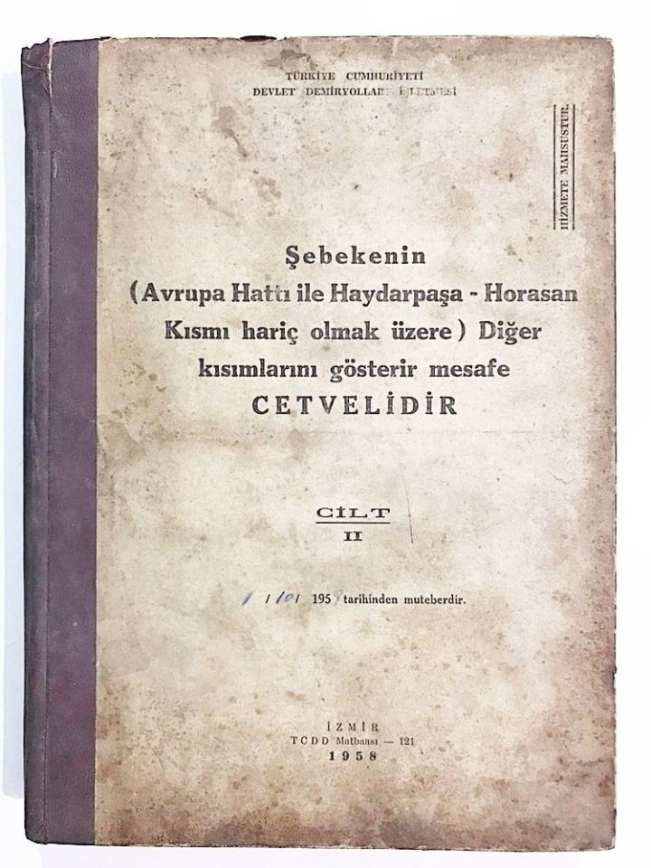 Devlet Demiryolları - Şebekenin Diğer Kısımlarını Gösterir Mesafe Cetvelidir