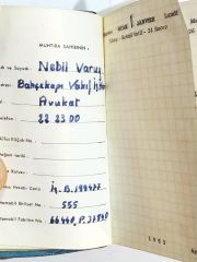 Avukat ve Türkiye İşçi Partili, Nebil VARUY'a ait 1962 yılı, cep ajandası