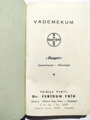 Vademekum Bayer - 1951 yılı Fabrika ve ilaç tanıtım / Kitap
