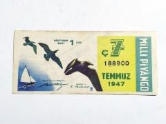 7 Temmuz 1947 Dörtte bir bilet / Milli Piyango Büro Satış Gişesi - Piyango