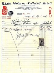 Teknik malzeme kollektif şirketi - Fatura - Efemera