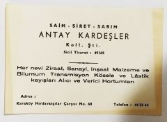 Antay Kardeşler Koll. Şti. / Kartadres - Efemera