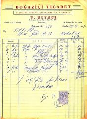 Boğaziçi ticaret - Çikolata, çiklet, şekerleme - Fatura - Efemera