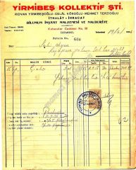 Yirmibeş Kollektif şirketi - Fatura - Efemera