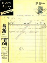 H. Avni ALPAY ithalat - Lüks ve teferruatı - Fatura - Efemera