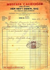 Mustafa ÇALIKOĞLU - Yeni ve eski her nevi demir - Fatura - Efemera