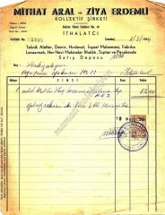 Mithat ARAL ve Ziya ERDEMLİ - Hırdavat - Fatura - Efemera