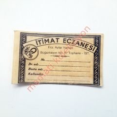 İtimat eczanesi, Boğazkesen Tophane - İlaç etiketi - Efemera