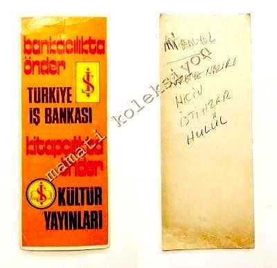Türkiye İş Bankası Bankacılıkta önder Kitap ayracı  İş Kültür Yayınları - Efemera