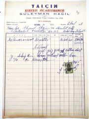 Yalçın Kereste Ticarethanesi  / Fatura - Efemera