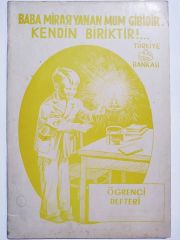İhap HULUSİ çizim, kumbara reklamlı İş Bankası, defter
