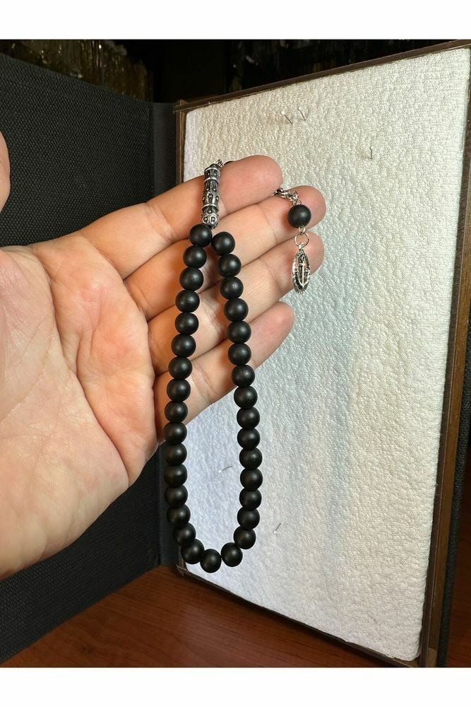 ONİKS TAŞI TESBİH KÜRE KESİM 6 MM MAT SİYAH RENKLİ T-283