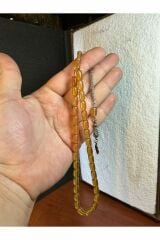 ATEŞ KEHRİBAR TESBİH SARI RENKLİ KAPSÜL KESİM 7MM X 11MM T-279