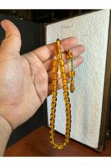 SIKMA ÇUBUK KEHRİBAR TESBİH 6MM X 10MM SARI RENKLİ KAPSÜL KESİM T-270