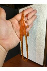 ATEŞ KEHRİBAR TESBİH SARI RENKLİ 7MMX11MM KESME KESİM T-269