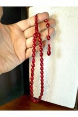 ATEŞ KEHRİBAR TESBİH KIRMIZI RENKLİ BEYZİ KESİM T-191