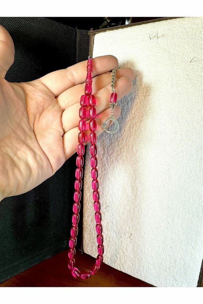 BLOK ZAR TESBİH PEMBE RENKLİ KAPSÜL KESİM T-183