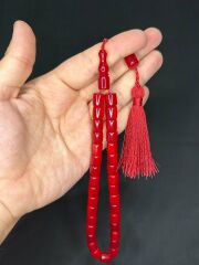SEVGİLİYE ÖZEL HEDİYE KATALİN TESBİH KIRMIZI RENK KAPSÜL KESİM 11MM X 9MM H-1521.