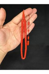 SIKMA ÇUBUK KEHRİBAR TESBİH AÇIK KIRMIZI RENKLİ KAPSÜL KESİM 10,5MMX7MM T-645