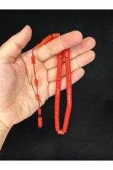 SIKMA ÇUBUK KEHRİBAR TESBİH AÇIK KIRMIZI RENKLİ KAPSÜL KESİM 10,5MMX7MM T-645