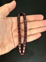 SEVGİLİYE ÖZEL HEDİYE ÇUBUK KEHRİBAR TESBİH KESTANE RENGİ KAPSÜL KESİM 9MMX11MM H-1531.