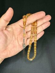 SEVGİLİYE ÖZEL HEDİYE ATEŞ KEHRİBAR TESBİH KAPSÜL KESİM BEJ RENGİ 11MM X 7MM H-1535.
