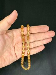 SEVGİLİYE ÖZEL HEDİYE ATEŞ KEHRİBAR TESBİH KAPSÜL KESİM BEJ RENGİ 11MM X 7MM H-1535.