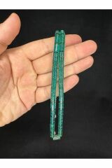 GÜMÜŞ İŞLEMELİ ATEŞ KEHRİBAR TESBİH AÇIK YEŞİL RENKLİ KESME KESİM 10,5MMX5,5MM T-646