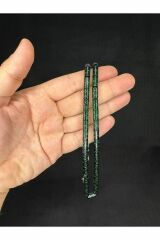 GÜMÜŞ İŞLEMELİ ATEŞ KEHRİBAR TESBİH YEŞİL RENKLİ KESME KESİM 10,5MMX5,5MM T-650