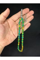 TOZ KEHRİBAR TESBİH YEŞİL RENKLİ BEYZİ KESİM 11MMX7,5MM T-668