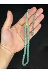 TOZ KEHRİBAR TESBİH MAVİ/YEŞİL RENKLİ KAPSÜL KESİM 12MMX8MM T-603
