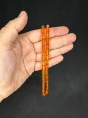 SEVGİLİYE ÖZEL HEDİYE ATEŞ KEHRİBAR TESBİH TURUNCU RENKLİ KESME KESİM 10,5MMX6,5 H-1586.