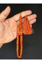 SIKMA KEHRİBAR TESBİH TURUNCU RENKLİ KAPSÜL KESİM 11MMX8,5MM T-621