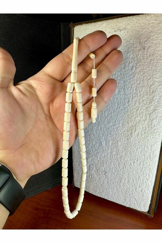 Deve Kemiği Tesbih Kapsül Kesim Kırık Beyaz Renkli T-77
