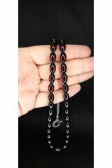 SEVGİLİYE ÖZEL HEDİYE SÜRMELİ UÇAK CAMI TESBİH SİYAH-KIRMIZI RENKLİ BEYZİ KESİM H-1356.