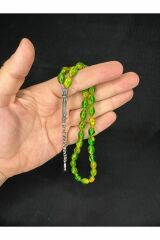TOZ KEHRİBAR TESBİH YEŞİL RENKLİ BEYZİ KESİM 11MMX7MM T-669
