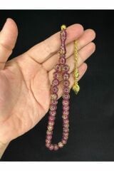 ALTIN VARAKLI UÇAK CAMI TESBİH KÜRE KESİM 10MM EFLATUN RENKLİ T-683