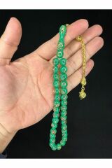 ALTIN VARAKLI UÇAK CAMI TESBİH KÜRE KESİM 10MM YEŞİL RENKLİ T-688