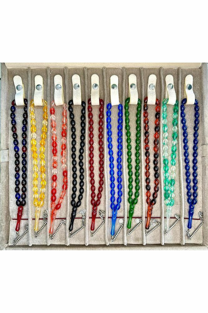15 ADET TOZ KEHRİBAR TESBİH TEK TEK KARTON HEDİYE KUTULU