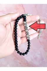 HATEM İSMİNE ÖZEL TESBİH KİŞİSELLEŞTİRİLEBİLİR HEDİYE KÜRE KESİM MAT SİYAH TESPİH İ-620